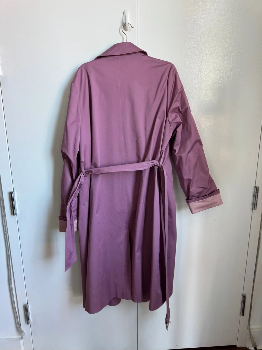 Womens Dusty Rose Double-Breasted Trench Coat - Picture 9 of 9